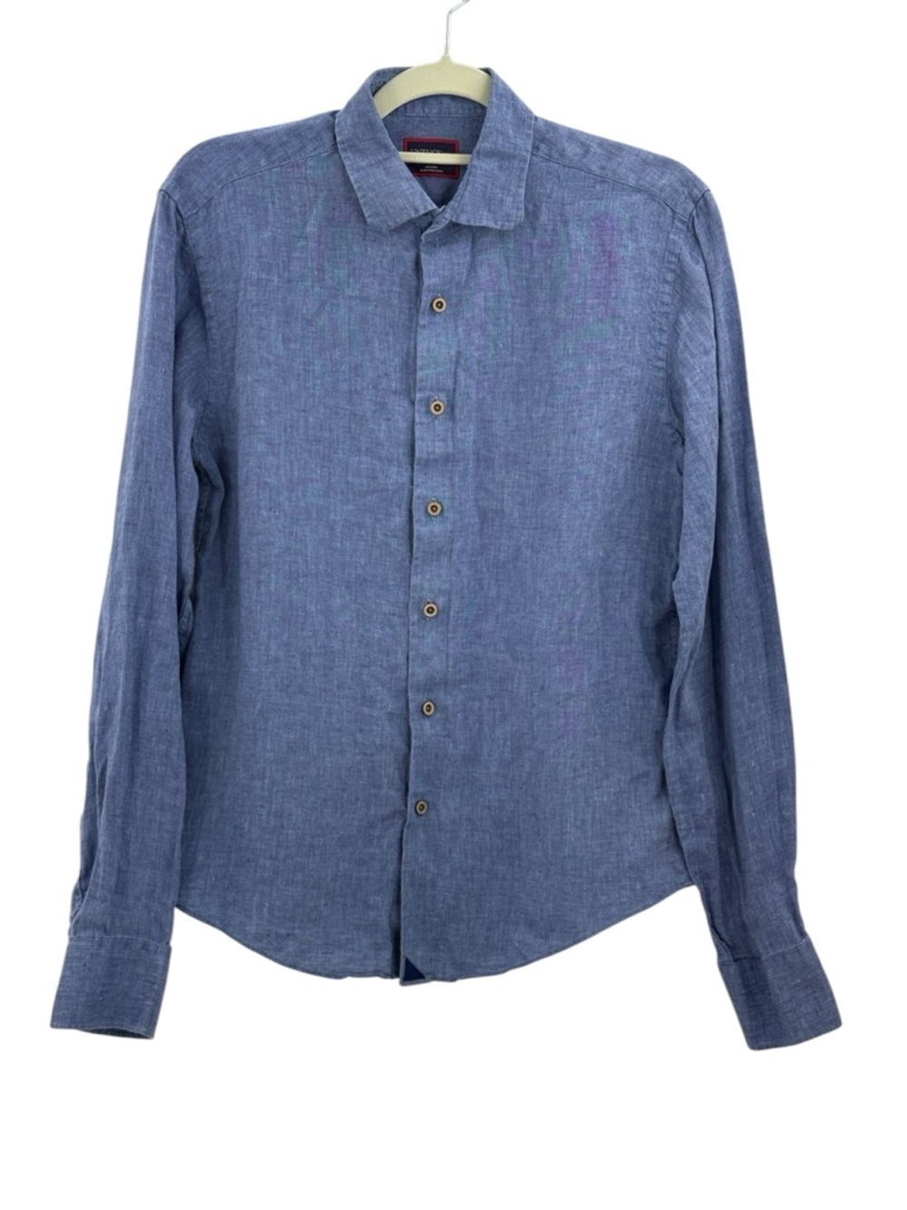 Untuckit Raynes Linen Shirt Small Blue Slim Fit Button Up Casual Lightweight